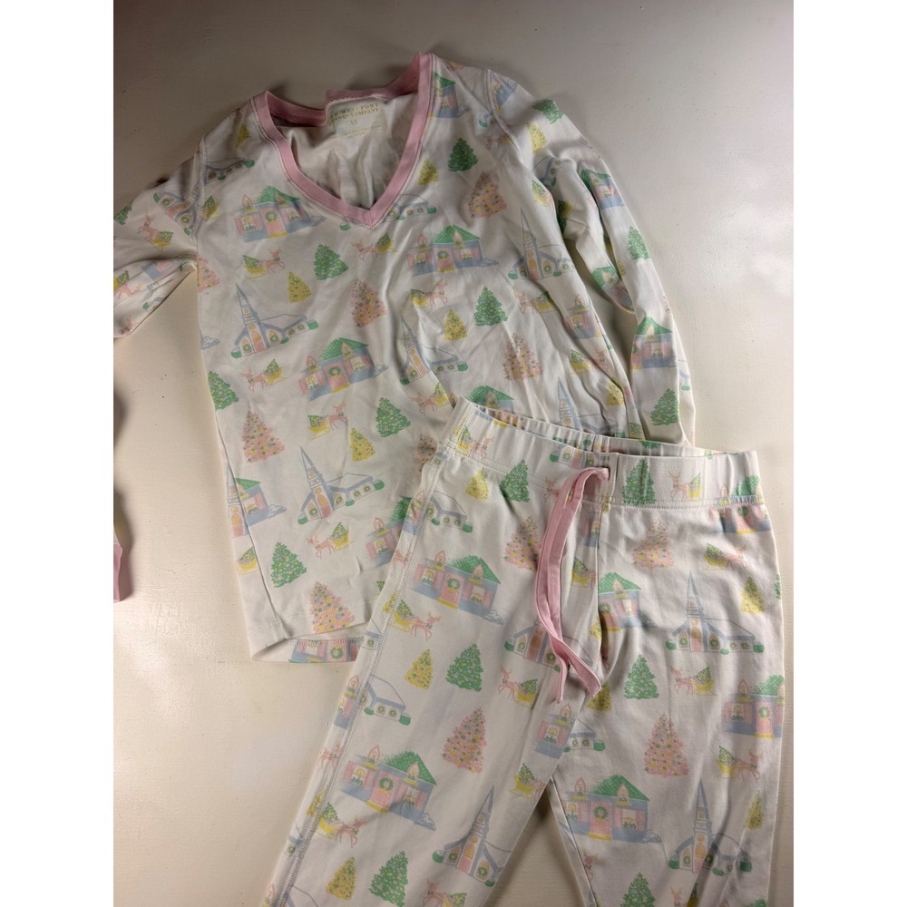 Beaufort Bonnet Company Pajama Set Women XS White Pink Y2K Pastel Christmas Pima